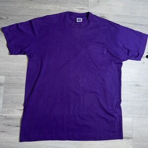 VTG BVD Purple shirt Single stitch Blank Pocket Size‎ X Large 90s